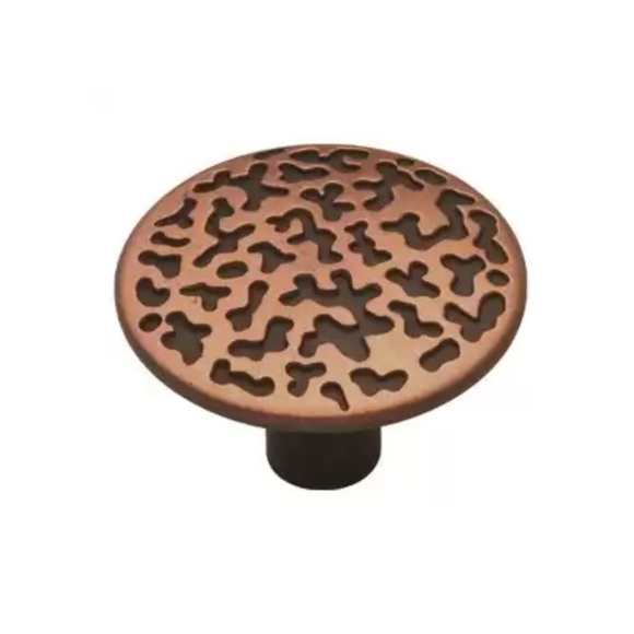 Set/ 6 Southwest Lodge Round Cabinet Knob Drawer Pull Textured Antique Copper - Picture 2 of 4